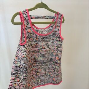 Monteau Neon Trim Multicolor Speckle Tank Top